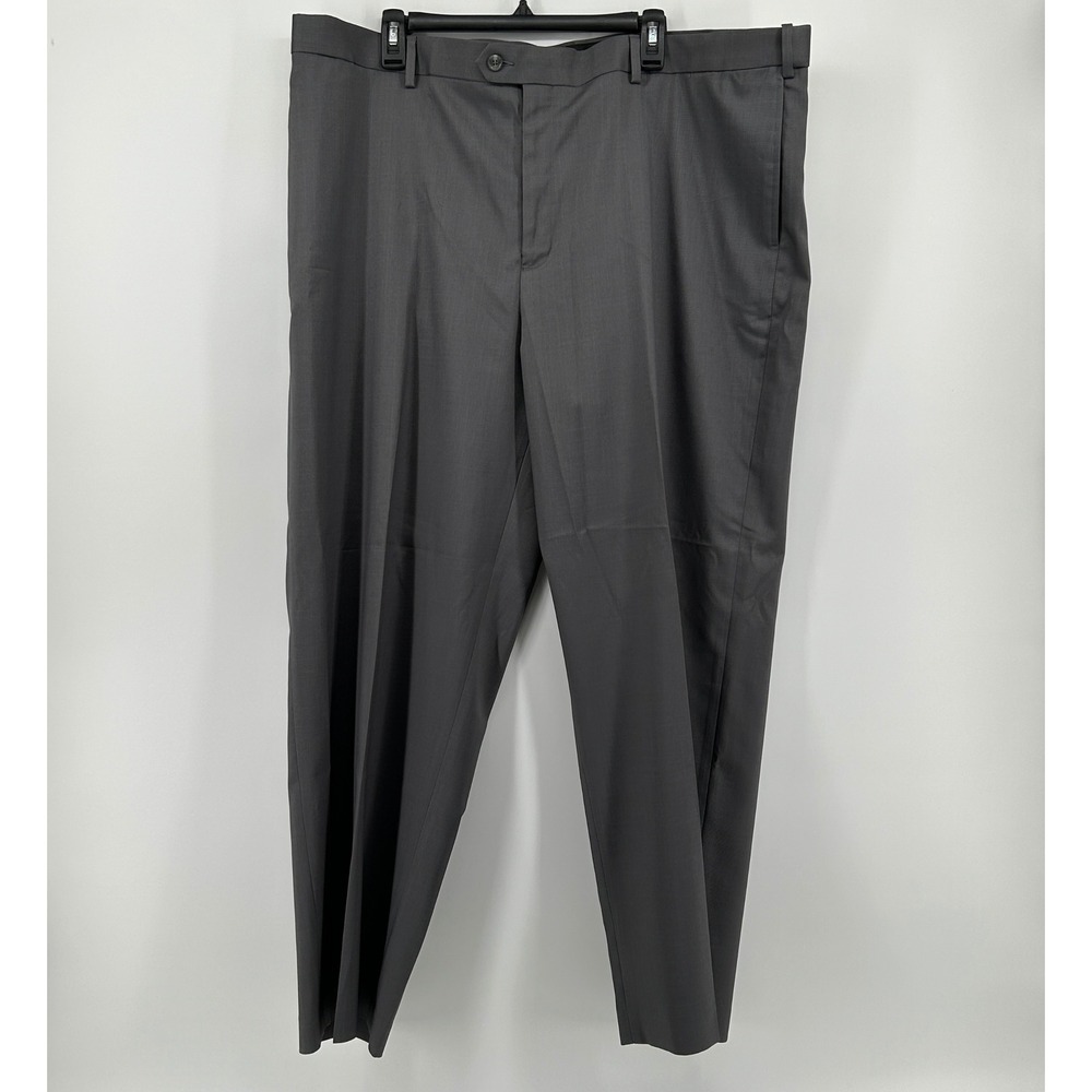 Savane Gray Flat Front Dress Pants Mens 44x30 Office Neutral Minimal Formal